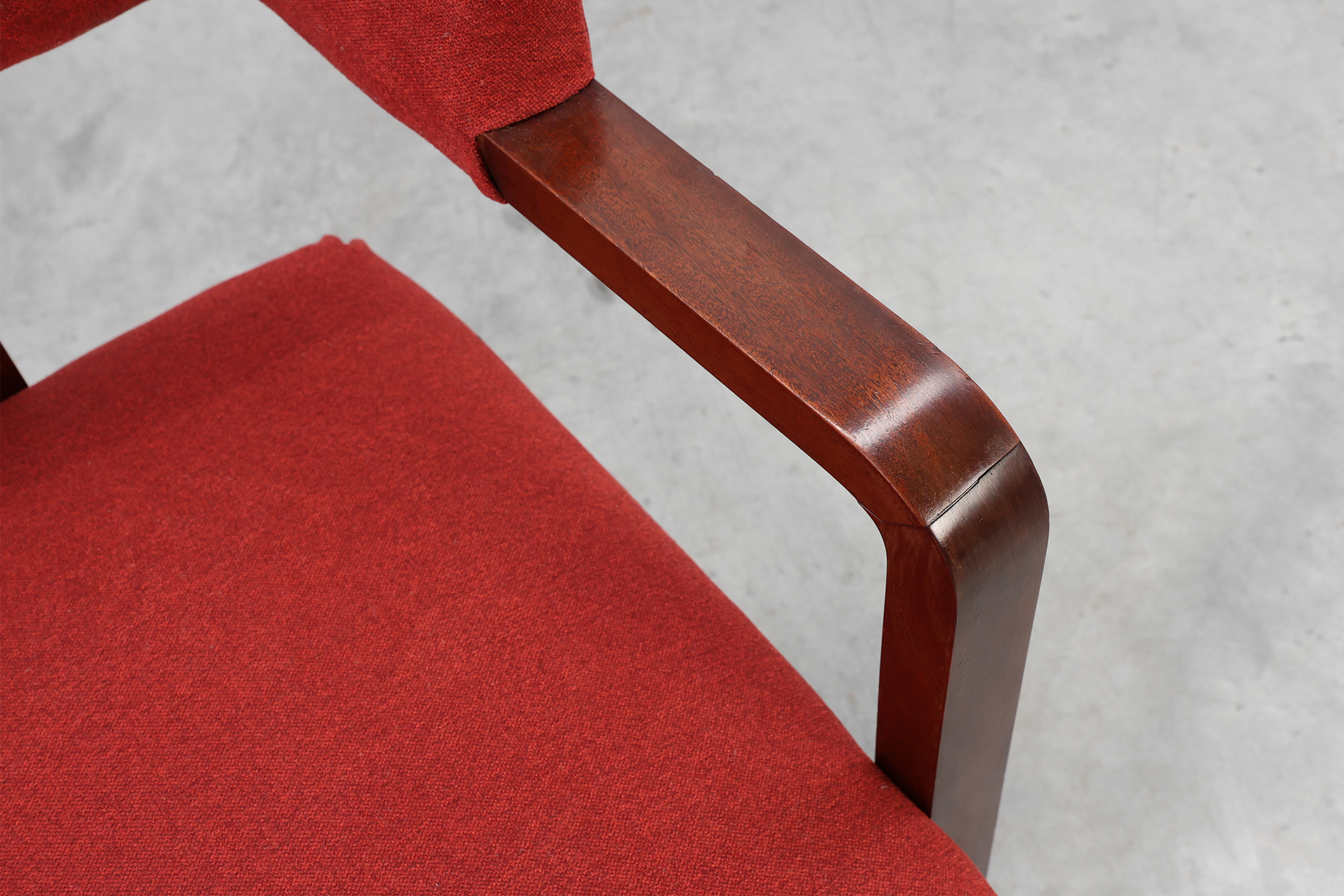 Set of Two Red Reupholstered Art Deco Chairs, Belgium ca. 1920thumbnail